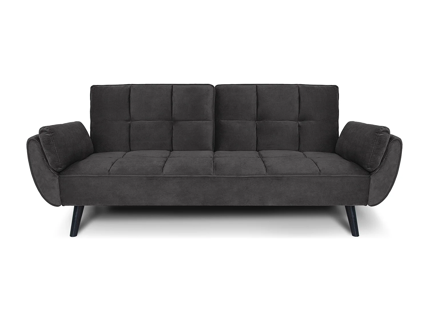 Divano letto clic clac in velluto grigio piede nero mod. Ambra