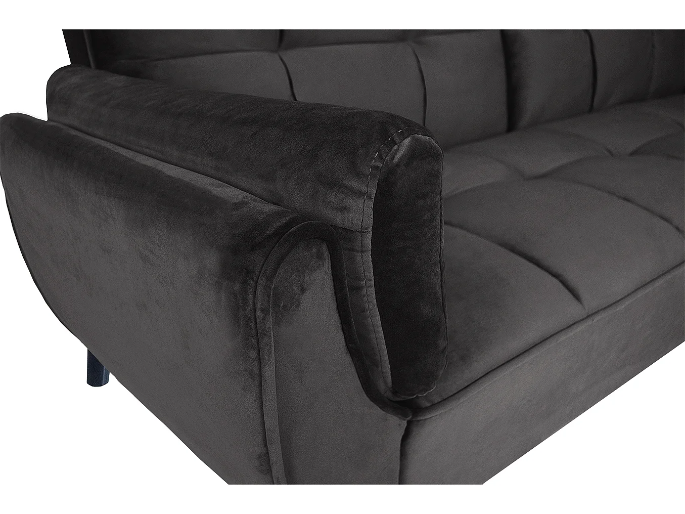 Divano letto clic clac in velluto grigio piede nero mod. Ambra