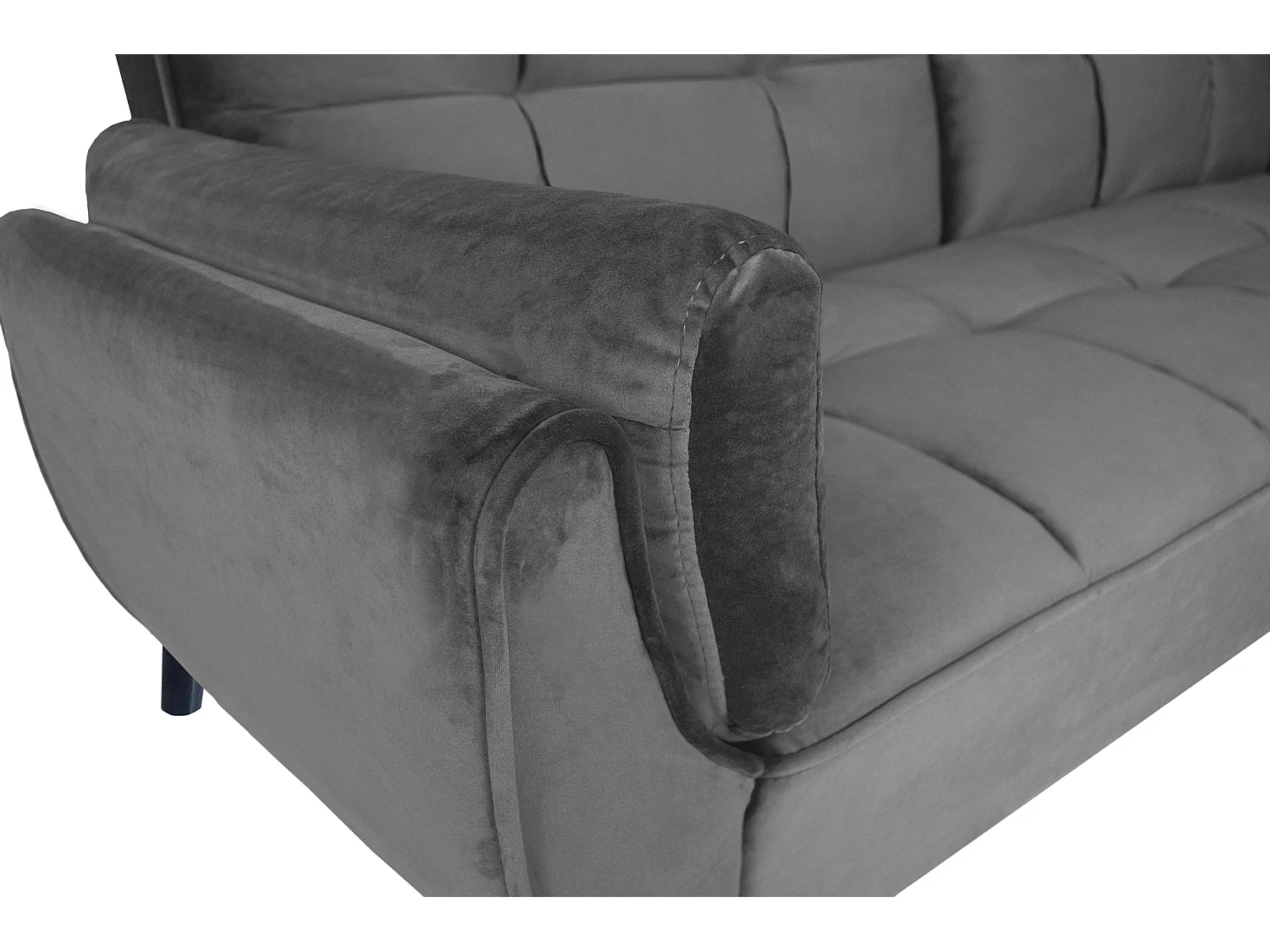 Divano letto clic clac in velluto grigio piede nero mod. Ambra