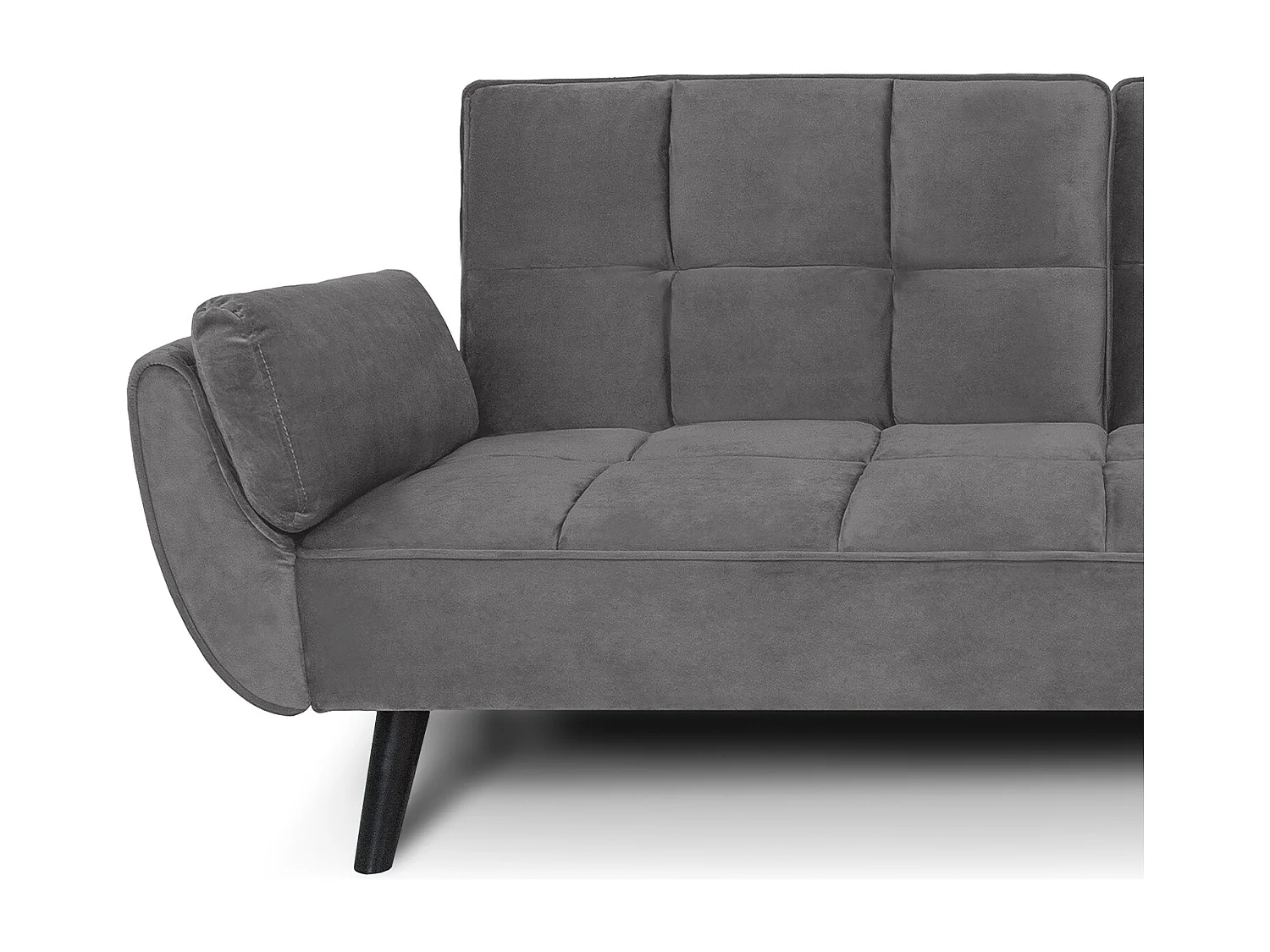 Divano letto clic clac in velluto grigio piede nero mod. Ambra