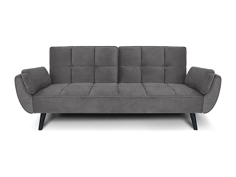 Divano letto clic clac in velluto grigio piede nero mod. Ambra