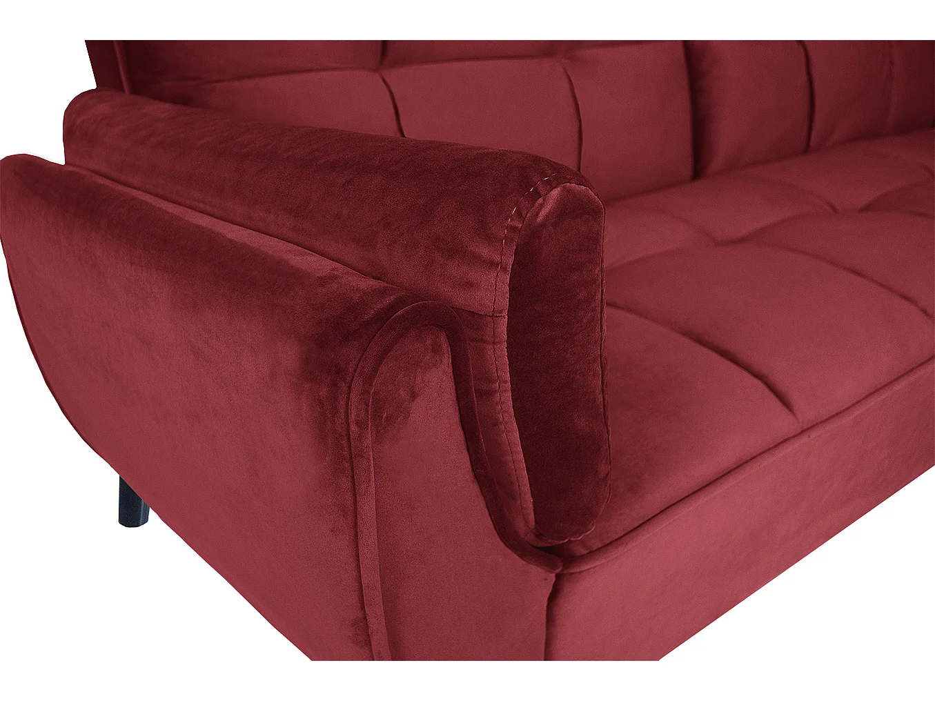 Divano letto clic clac in velluto bordeaux piede nero mod. Ambra