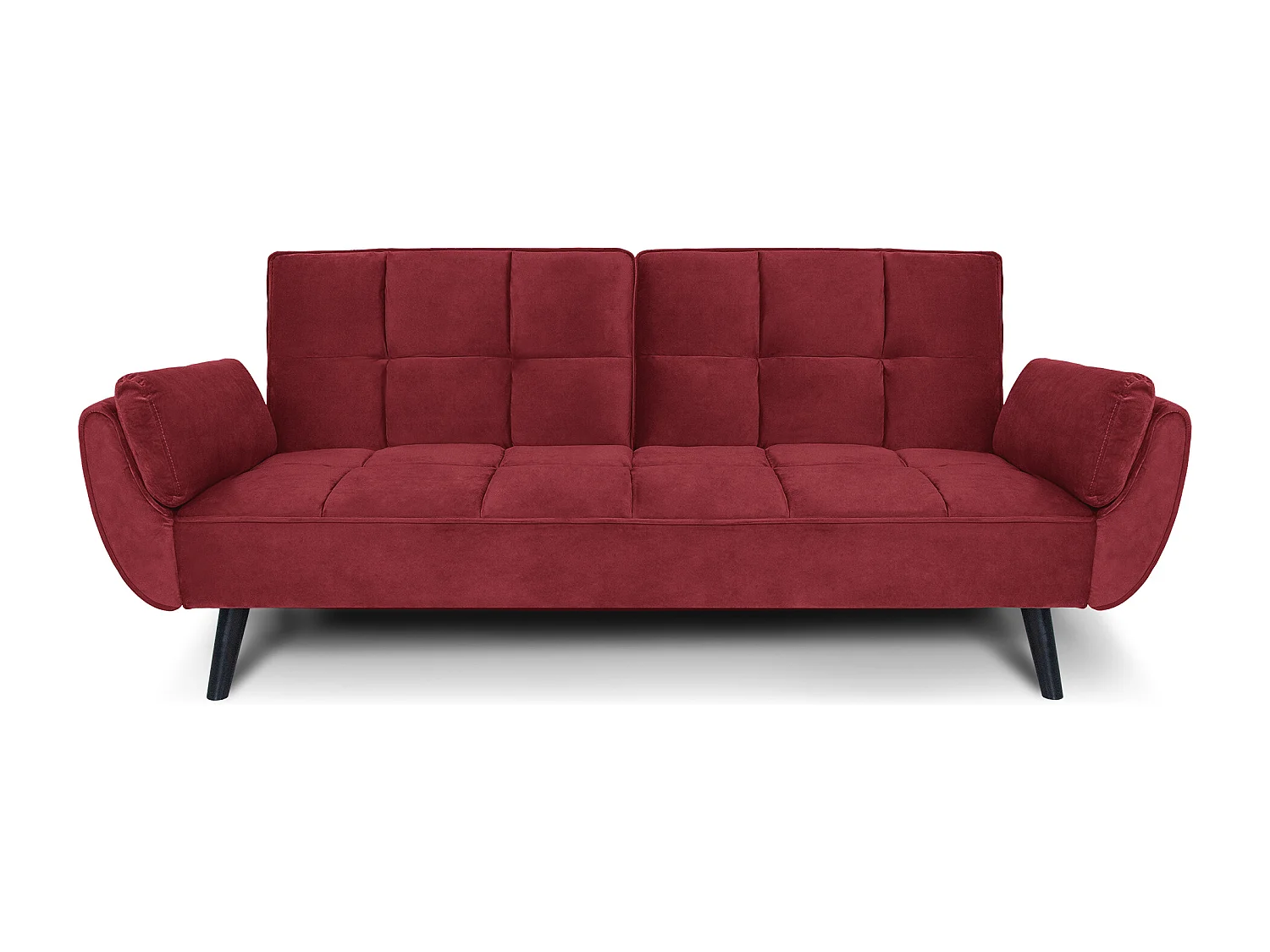 Divano letto clic clac in velluto bordeaux piede nero mod. Ambra