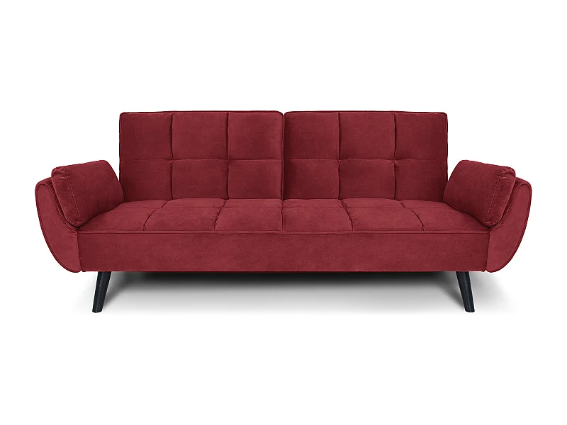 Divano letto clic clac in velluto bordeaux piede nero mod. Ambra