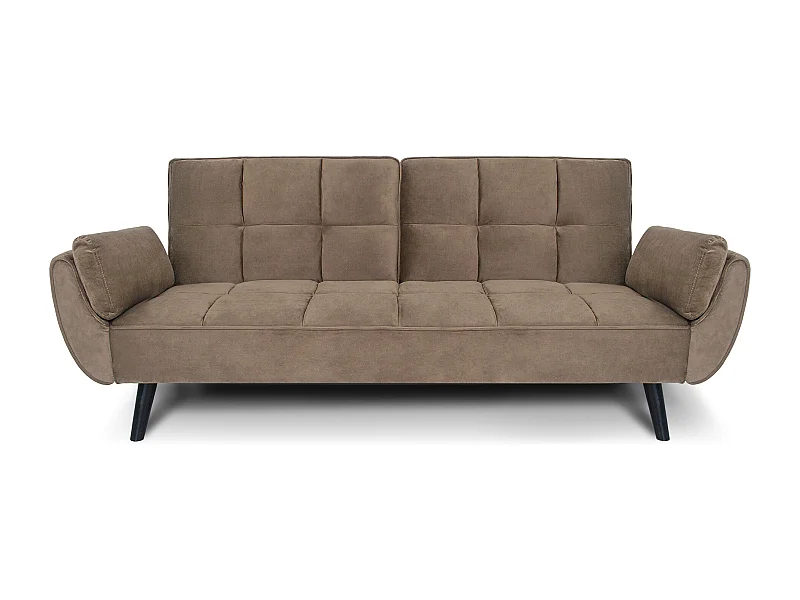 Divano letto clic clac in velluto marrone piede nero mod. Ambra