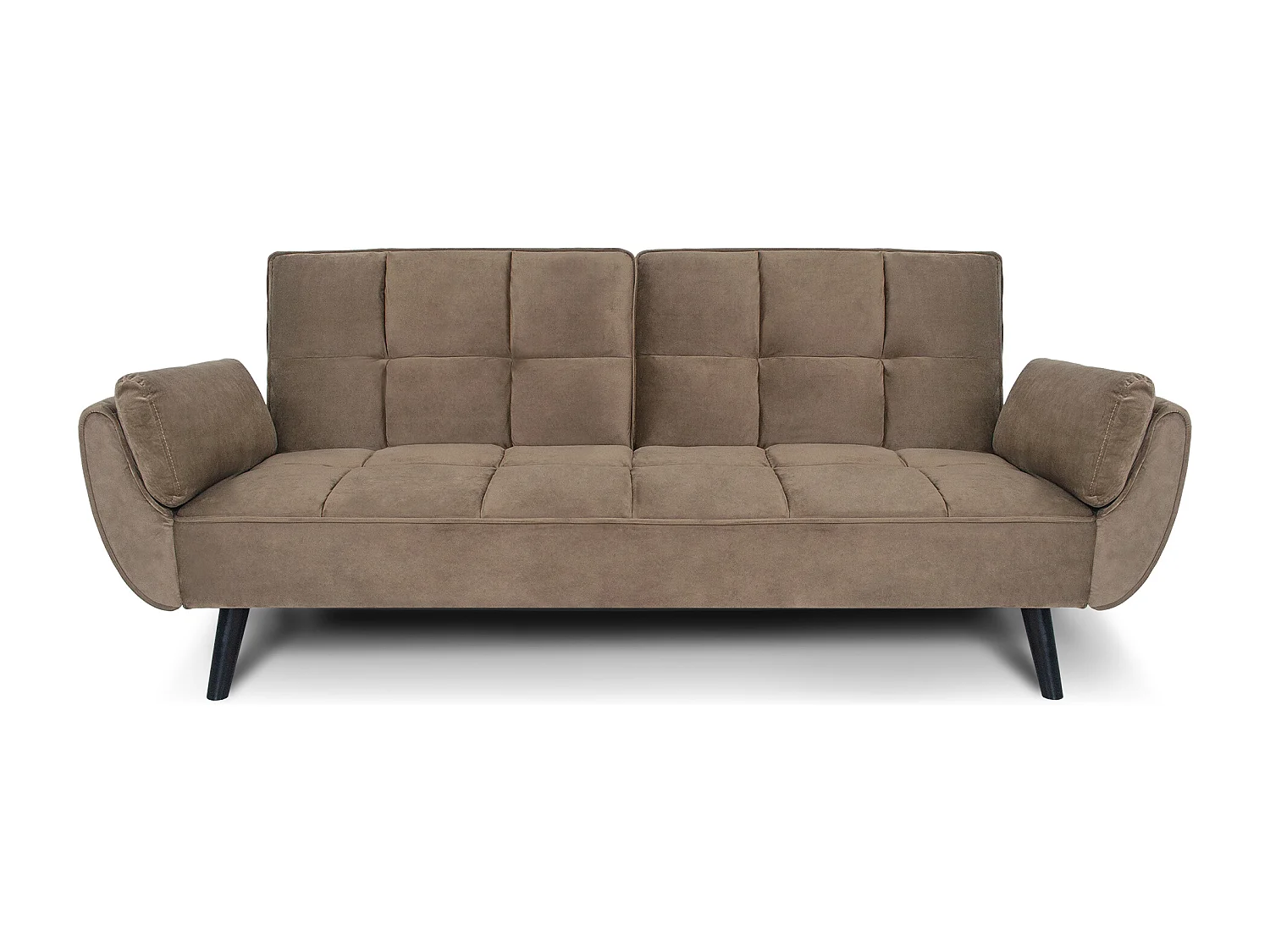 Divano letto clic clac in velluto marrone piede nero mod. Ambra