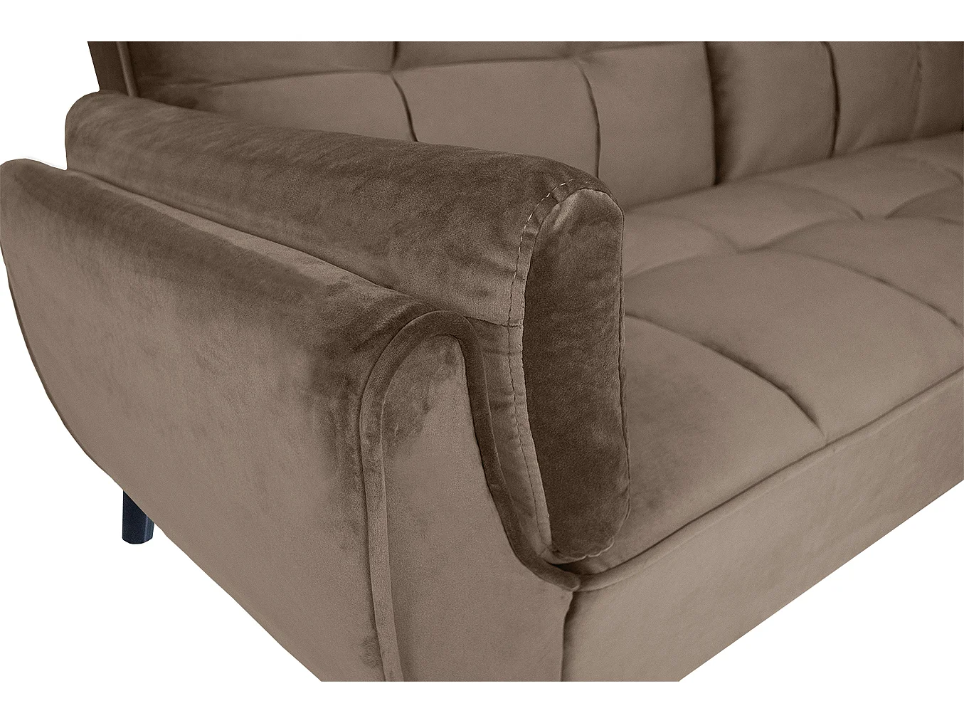 Divano letto clic clac in velluto marrone piede nero mod. Ambra