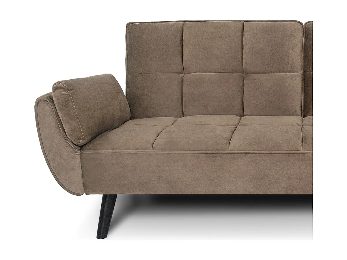 Divano letto clic clac in velluto marrone piede nero mod. Ambra