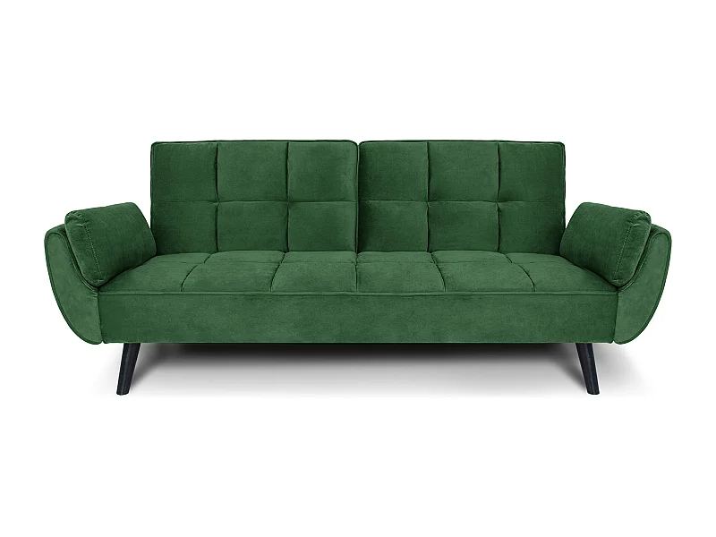 Divano letto clic clac in velluto verde scuro piede nero mod. Ambra