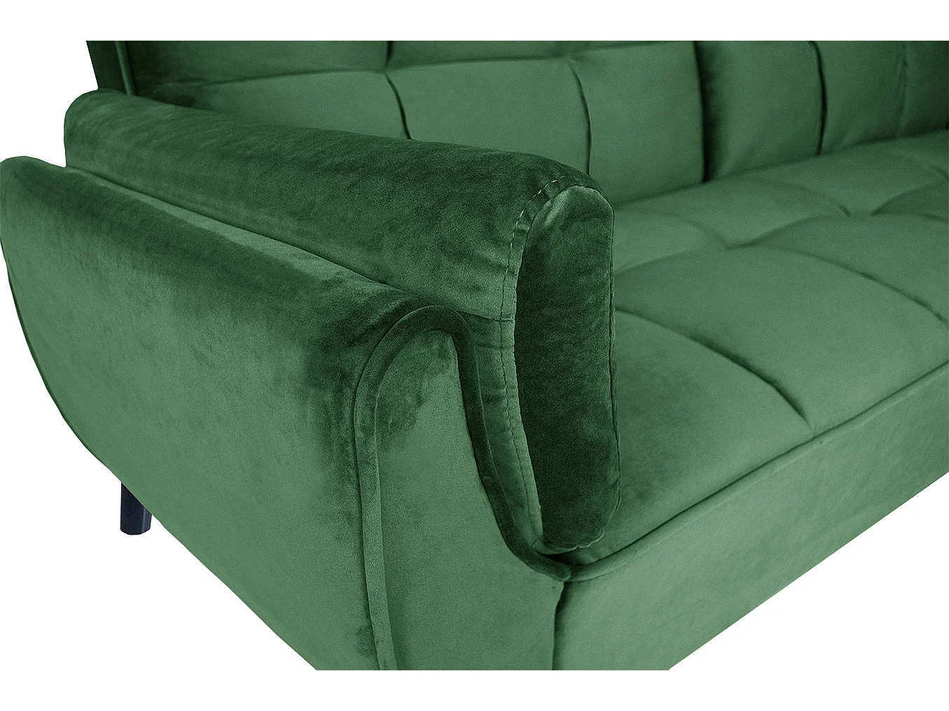 Divano letto clic clac in velluto verde scuro piede nero mod. Ambra