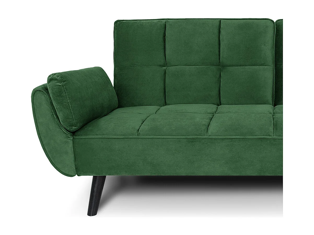 Divano letto clic clac in velluto verde scuro piede nero mod. Ambra