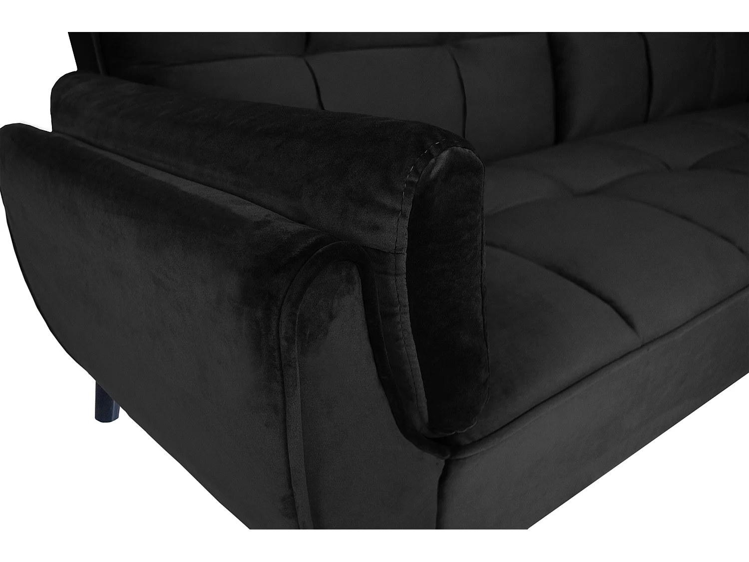 Divano letto clic clac in velluto nero piede nero mod. Ambra