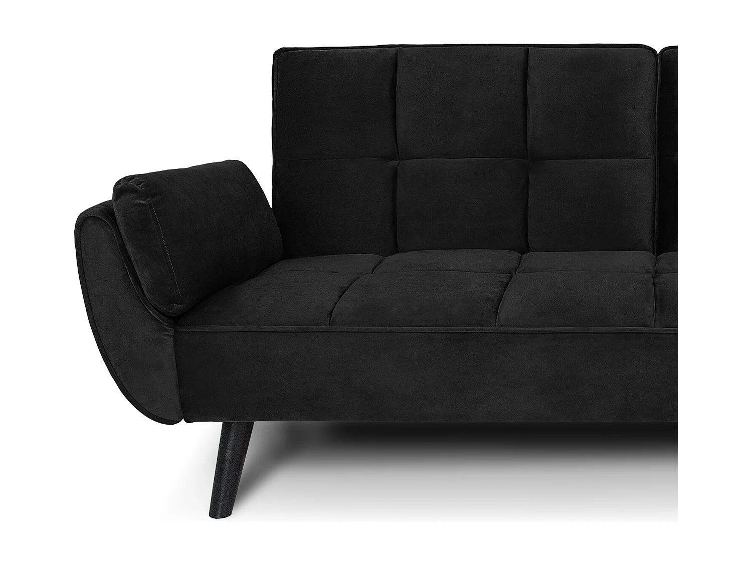 Divano letto clic clac in velluto nero piede nero mod. Ambra