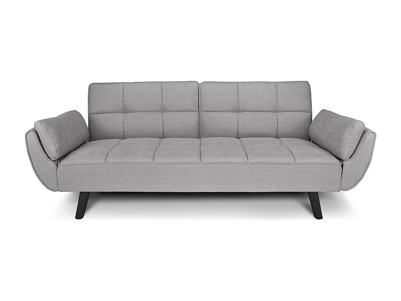 Divano letto clic clac in tessuto grigio chiaro piede nero mod. Ambra