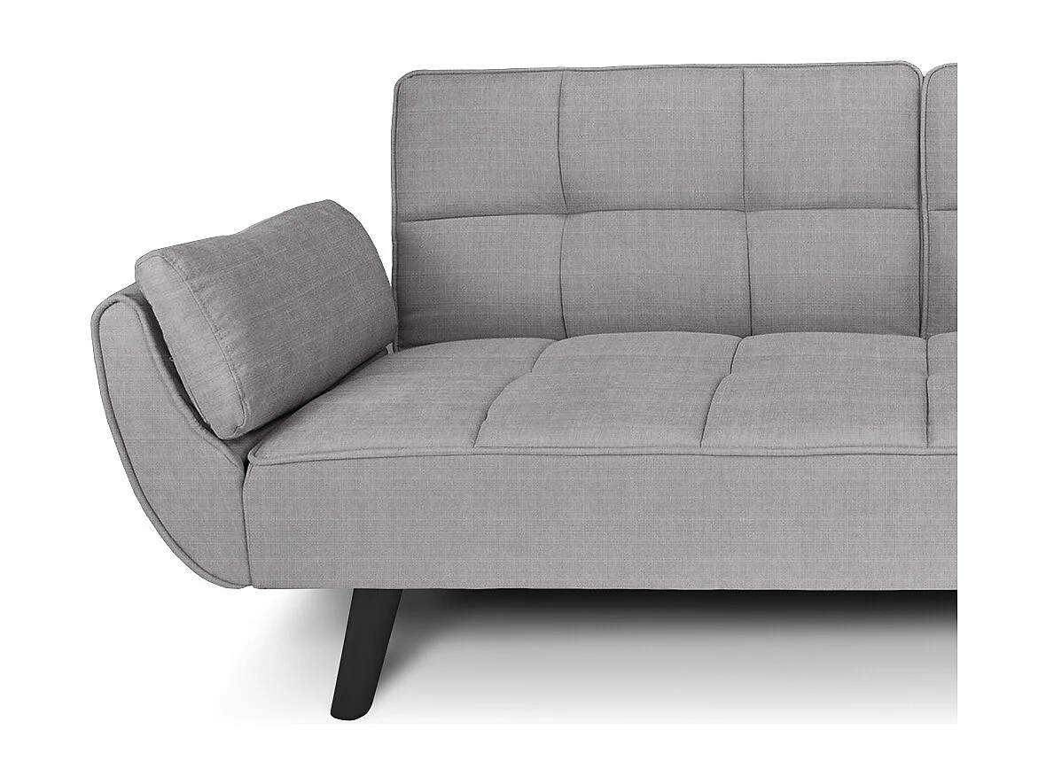 Divano letto clic clac in tessuto grigio chiaro piede nero mod. Ambra