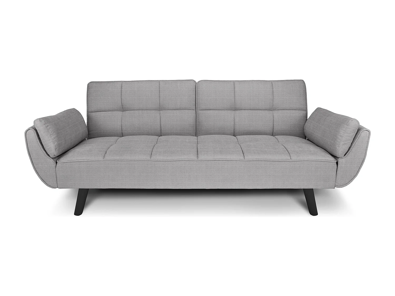 Divano letto clic clac in tessuto grigio chiaro piede nero mod. Ambra