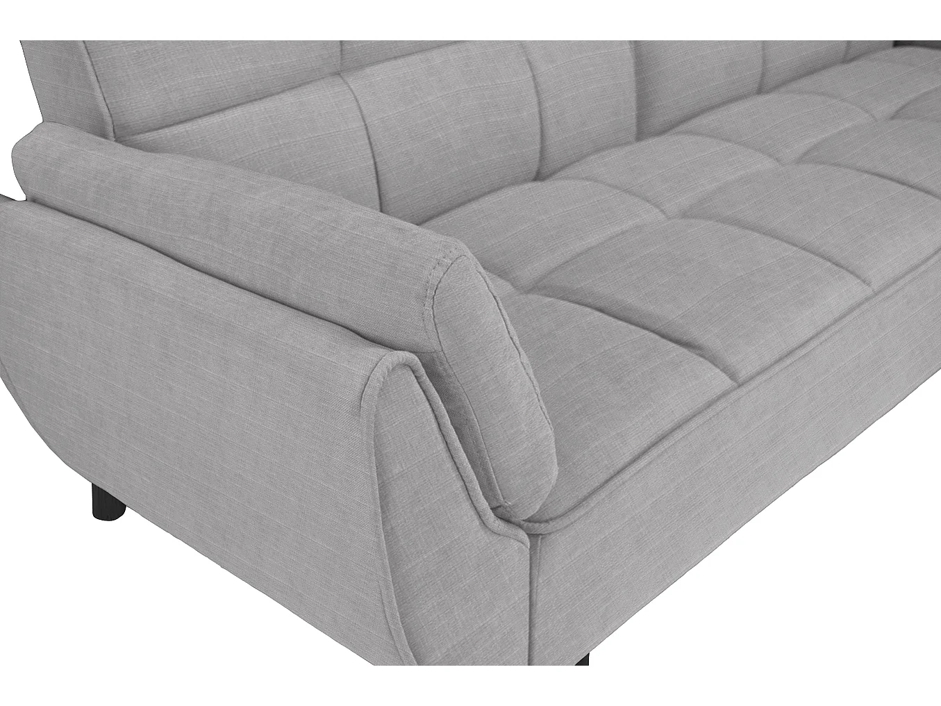 Divano letto clic clac in tessuto grigio chiaro piede nero mod. Ambra