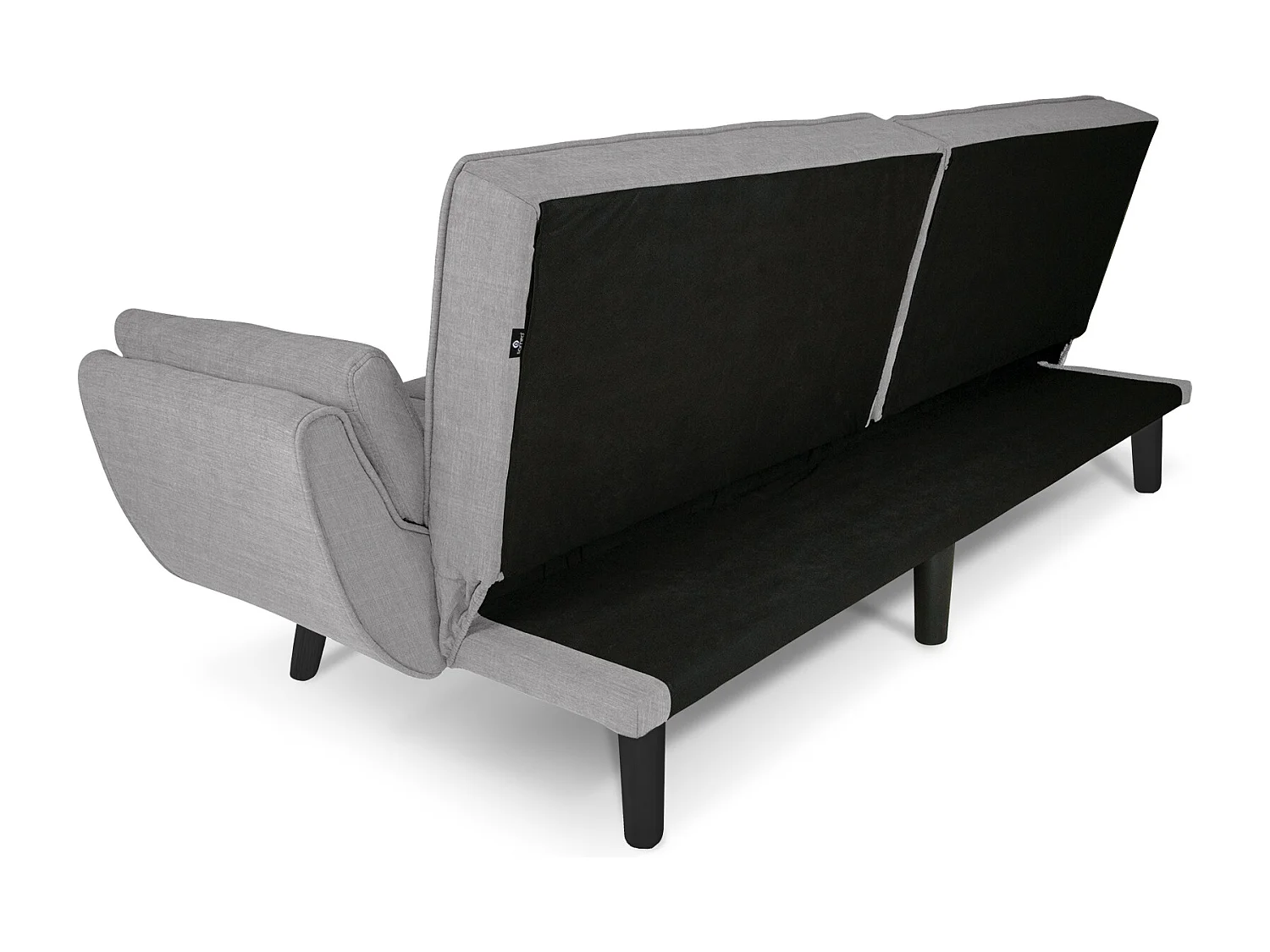 Divano letto clic clac in tessuto grigio chiaro piede nero mod. Ambra