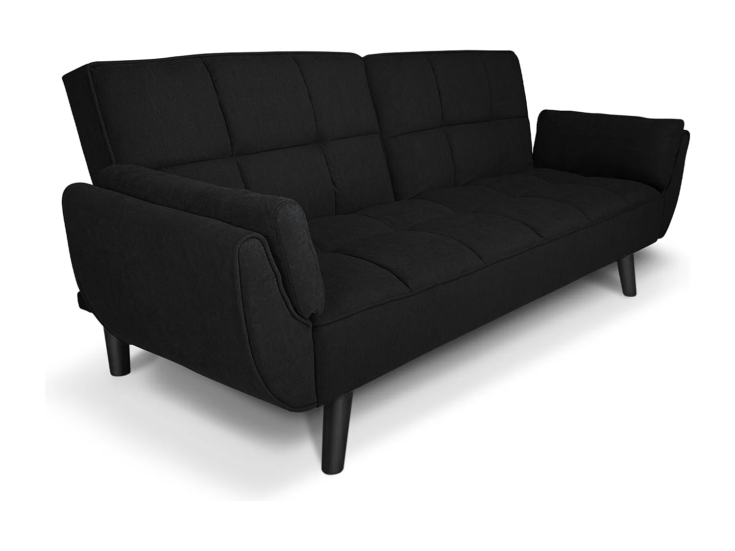 Divano letto clic clac in tessuto nero piede nero mod. Ambra