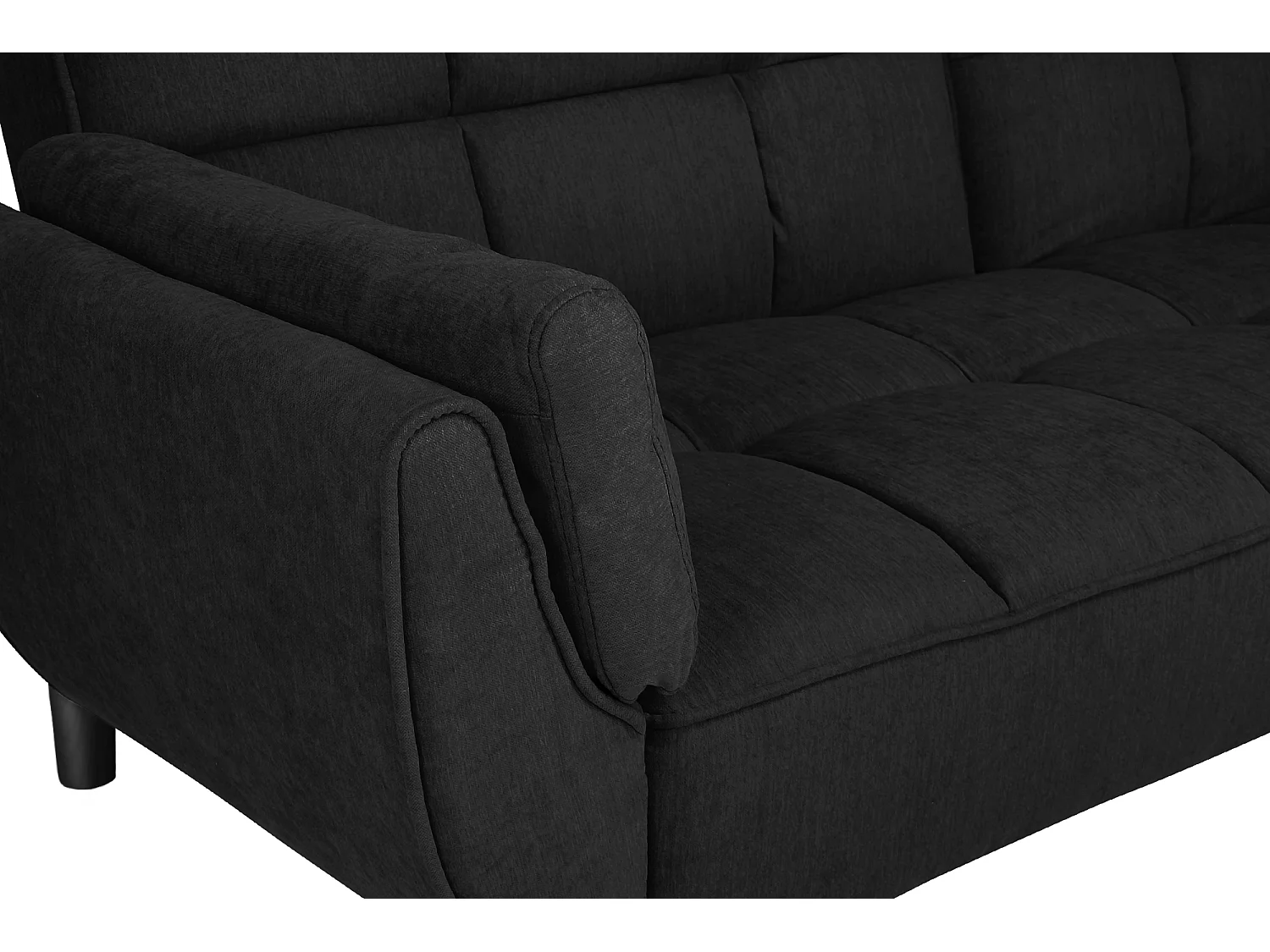 Divano letto clic clac in tessuto nero piede nero mod. Ambra