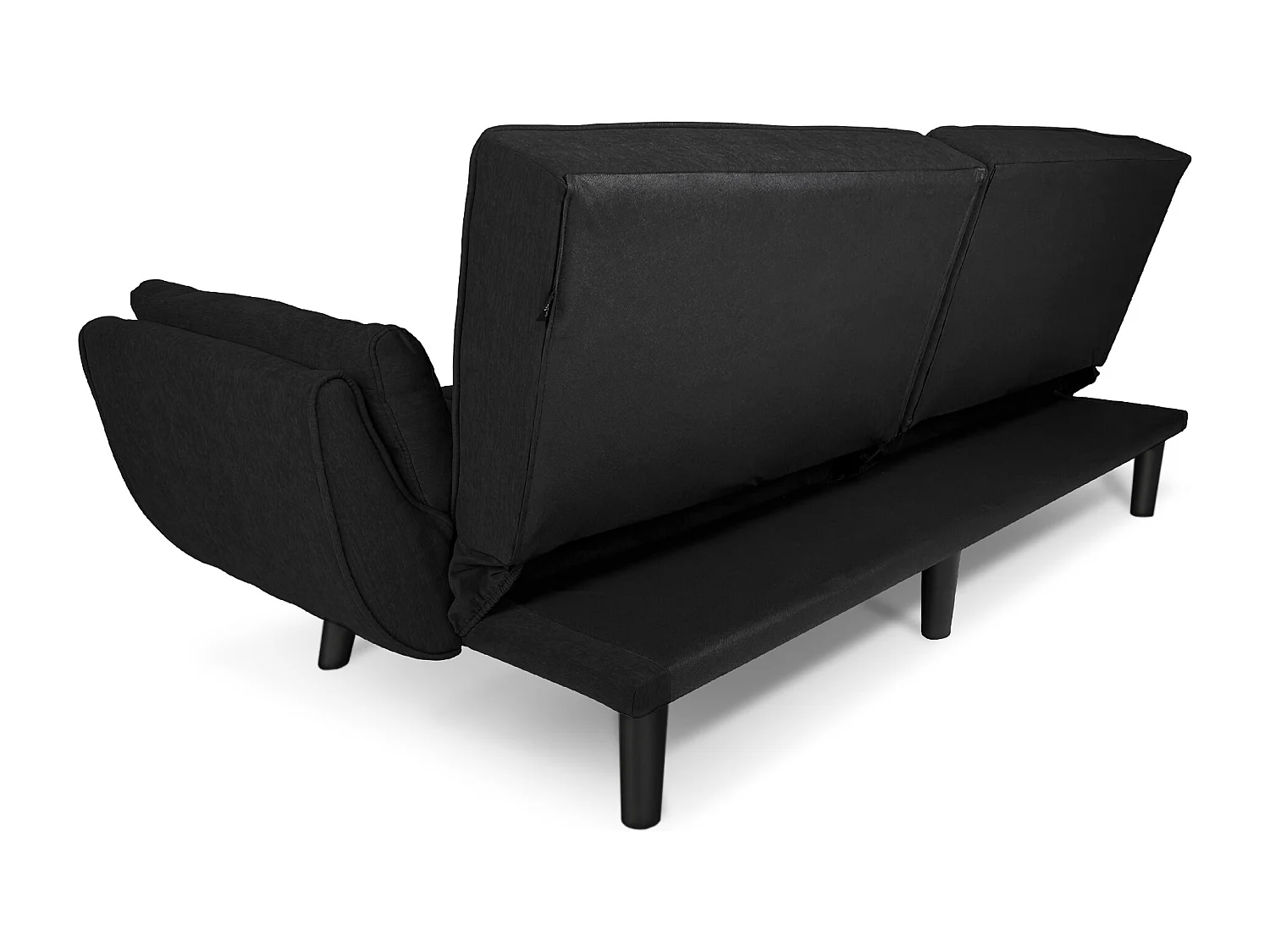 Divano letto clic clac in tessuto nero piede nero mod. Ambra