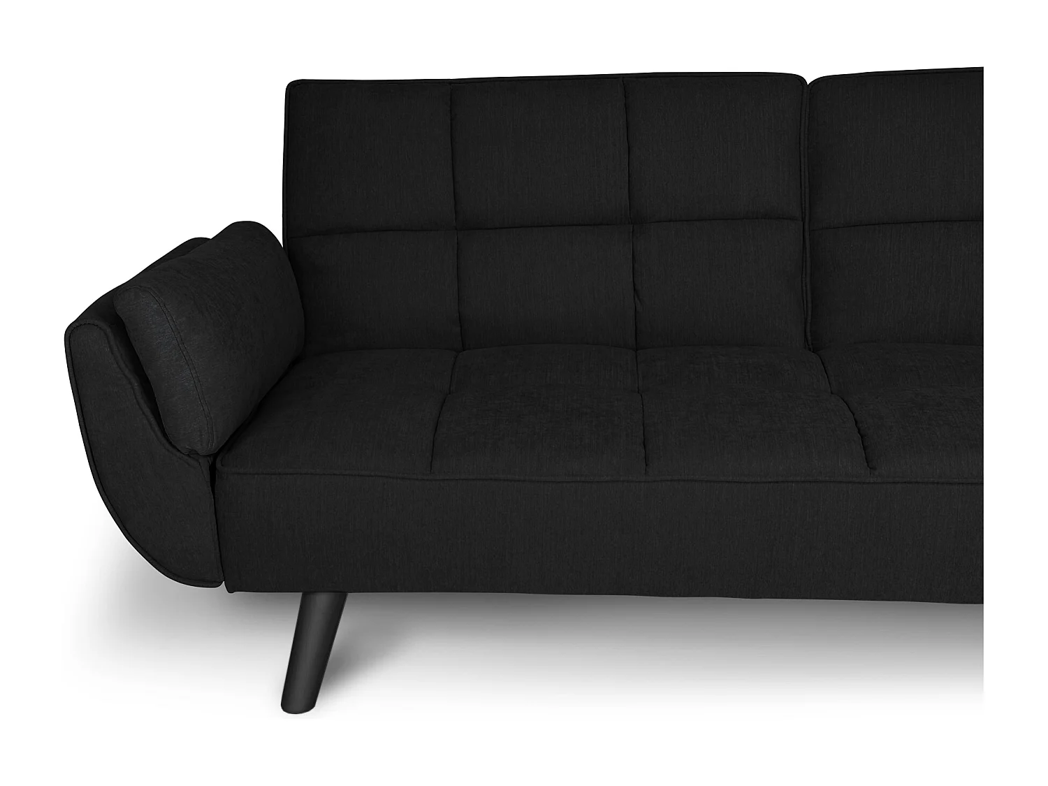 Divano letto clic clac in tessuto nero piede nero mod. Ambra