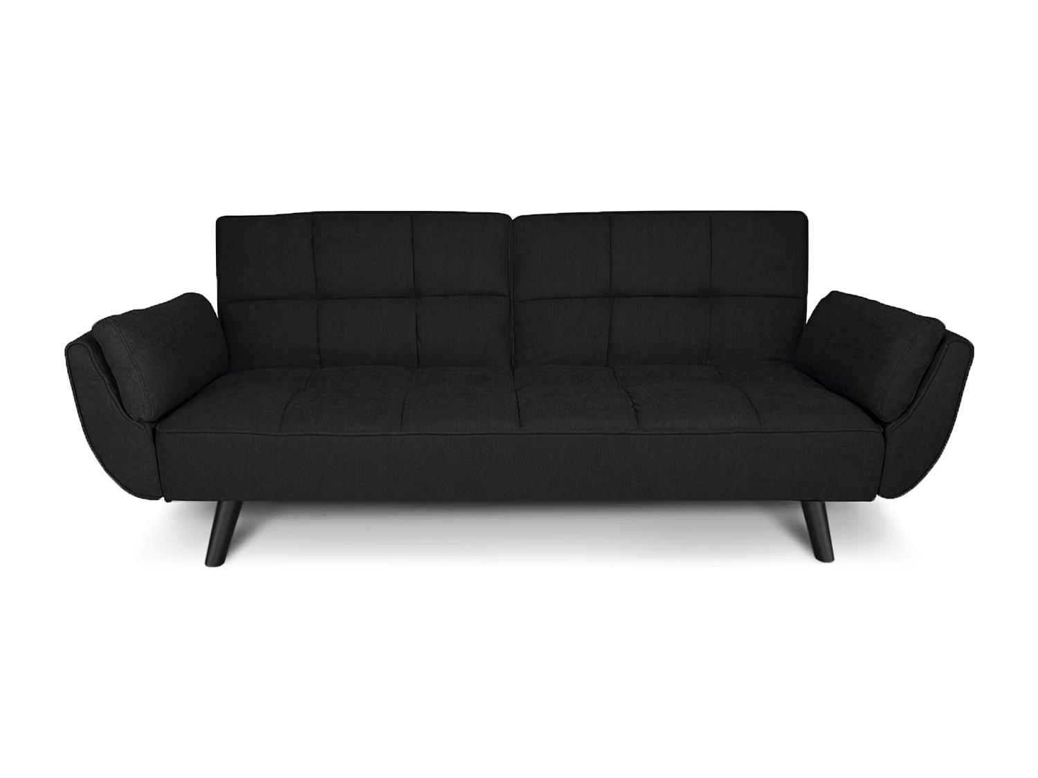 Divano letto clic clac in tessuto nero piede nero mod. Ambra