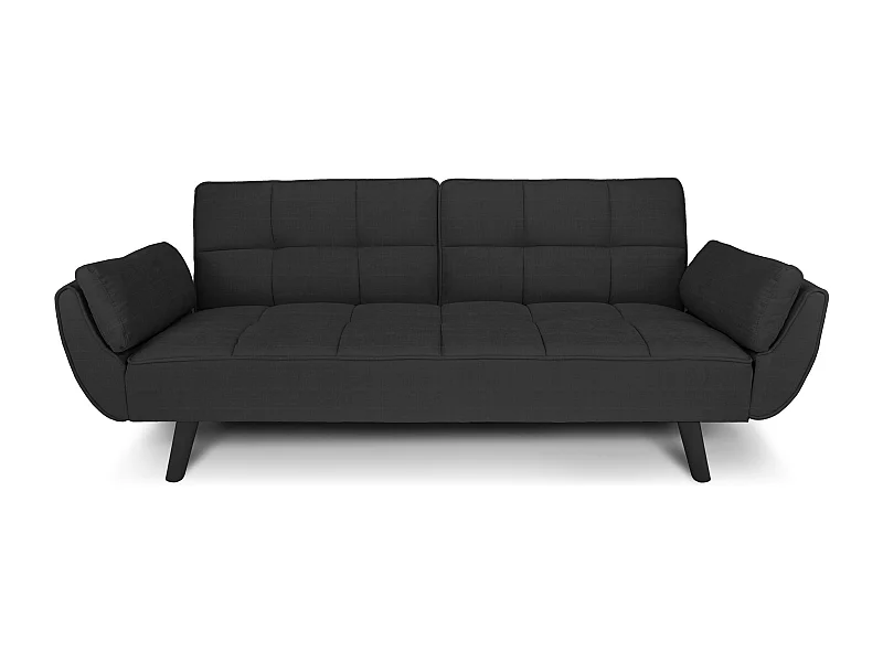 Divano letto clic clac in tessuto nero piede nero mod. Ambra