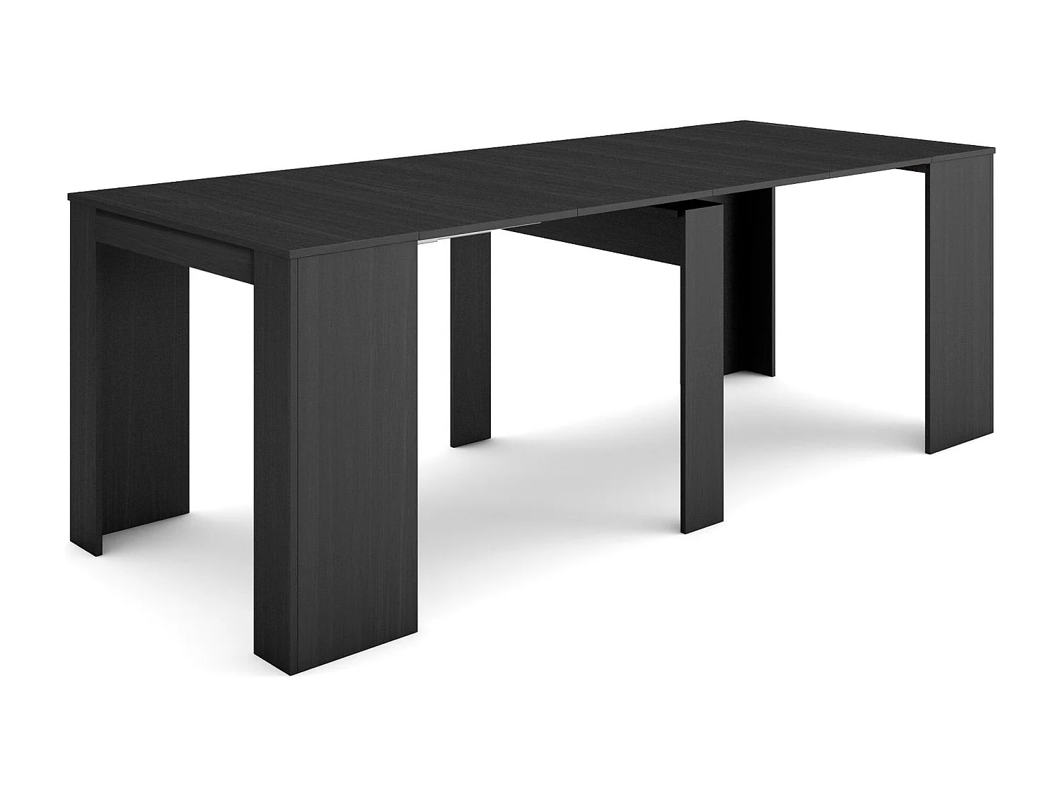 Uitschuifbare Consoletafel, 222x90x77cm, Voor 10 personen, Tafel, Zwart