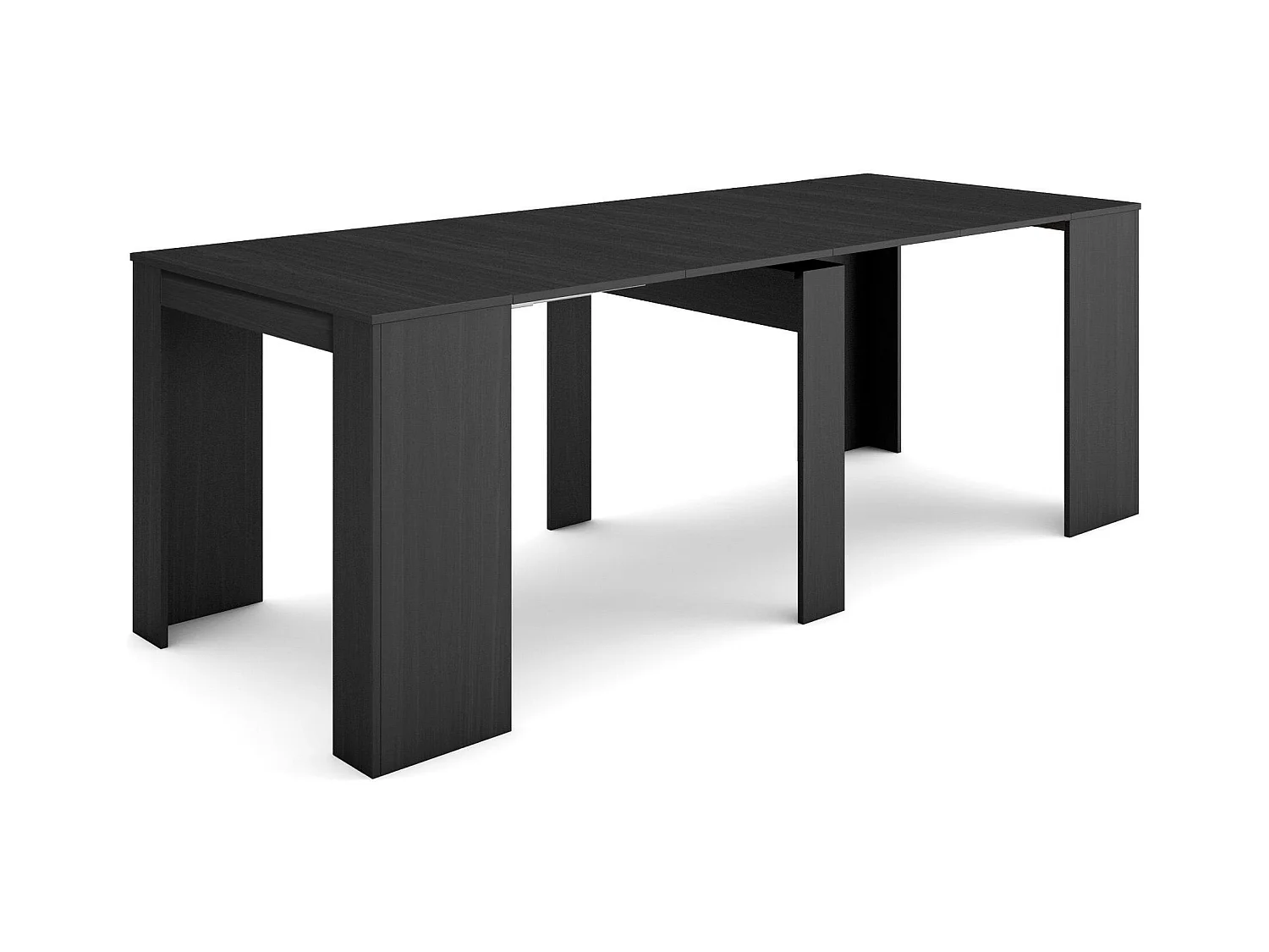 Table console extensible, 222x90x77cm, Pour 10 personnes, Table à Manger, Noir