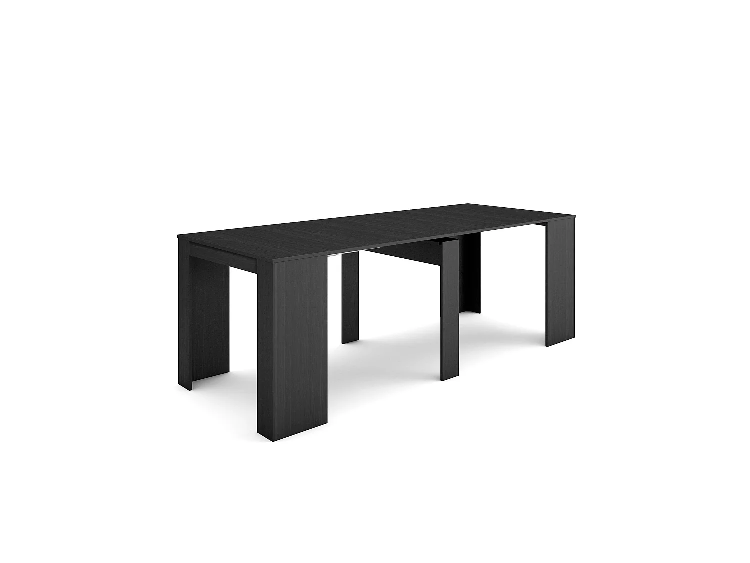 Ausziehbarertisch, 222x90x77cm, Für 10 Gäste, Esszimmertische, Schwarz