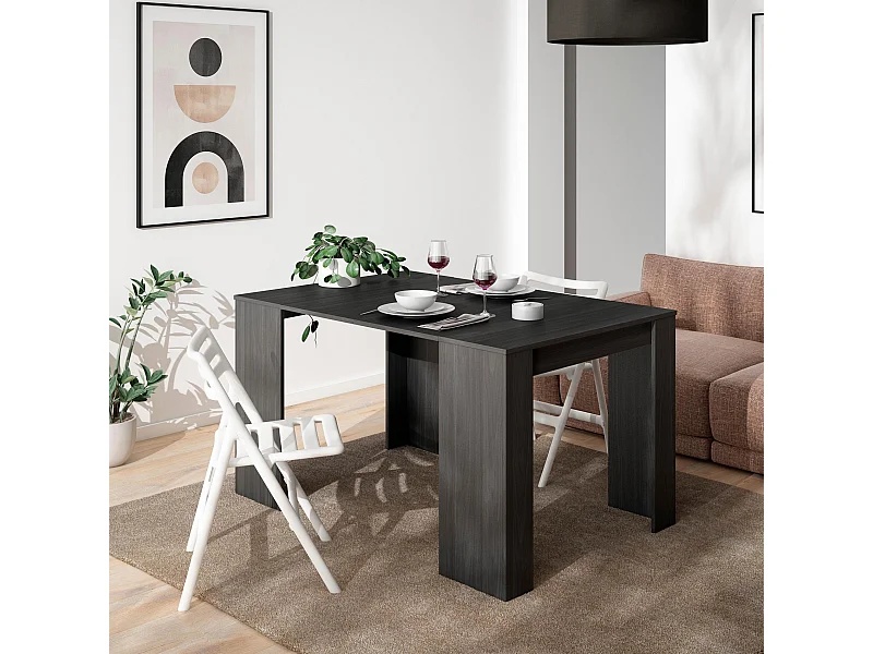 Mesa Consola Extensível, 140x90x77cm, Para 6 pessoas, Mesa de Jantar, Preto