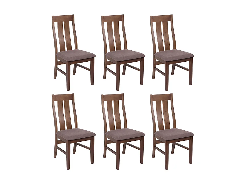 Set 6x sedie sala pranzo soggiorno MCW-M58 100x46x45cm 150kg tessuto legno scuro tortora
