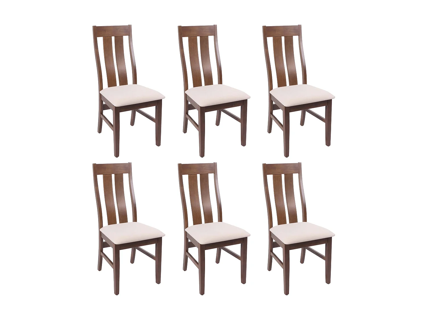 Set 6x sedie sala pranzo soggiorno MCW-M58 100x46x45cm 150kg tessuto legno scuro avorio