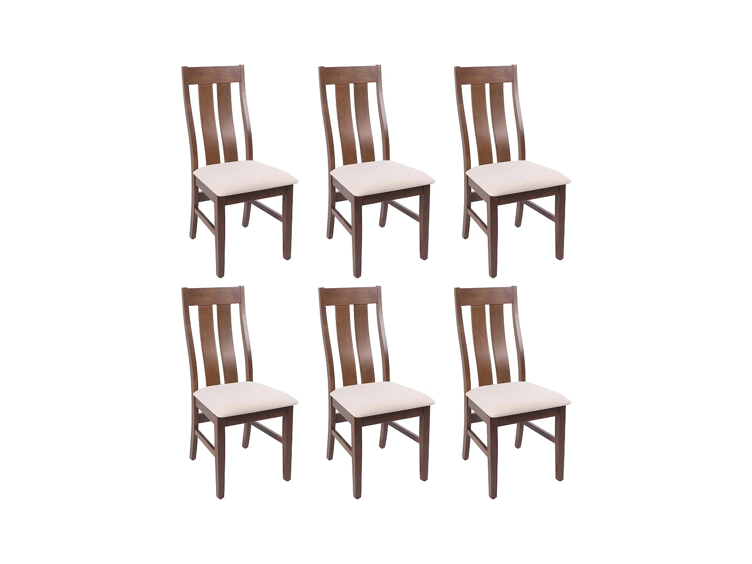 Chaise de salle à manger MCW-M58 (lot de 6),  bâti foncé, crème