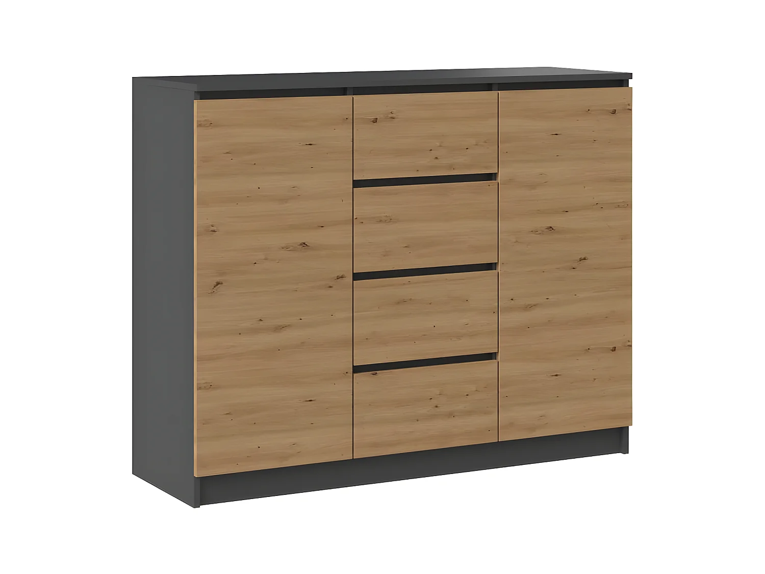 PARME 120 - Commode 2 portes + 4 tiroirs style moderne - Dimensions 97x120x40 cm - Meuble de rangement