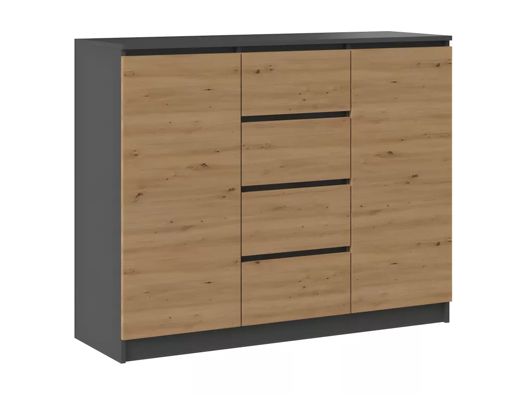 Kauf Unique CDF Moderne Kommode 2D4S (2 Türen, 4 Schubladen) | Farbe: Anthrazit – Eiche Artisan | Aktenschrank, für kleine Gegenstände | Ideal für Wohnzimmer, Schlafzimmer, Kinderzimmer, Jugendzimmer und Büro