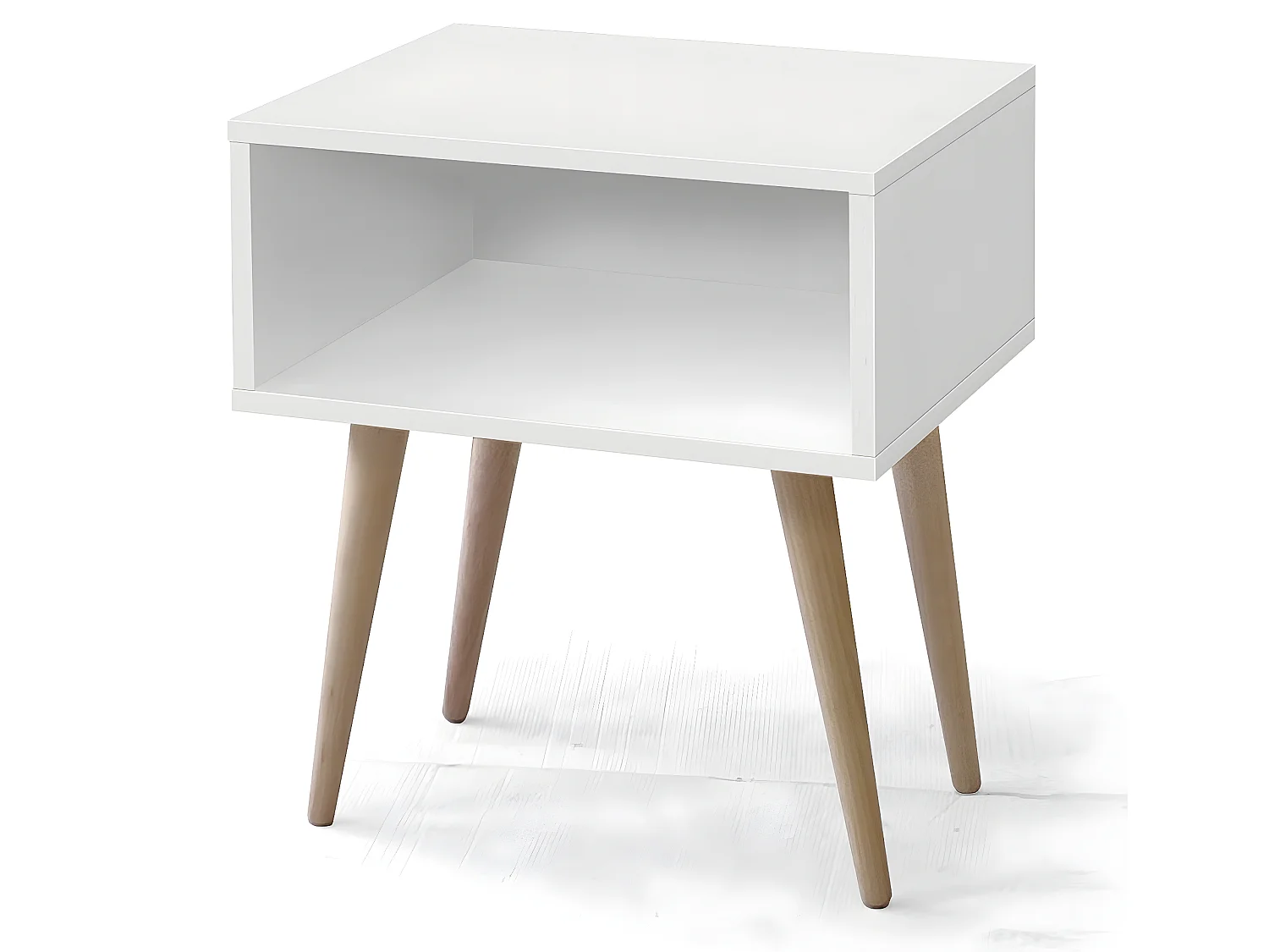 Table de chevet, table de nuit en bois coloris Blanc - L. 43 x P. 35 x H. 50 cm