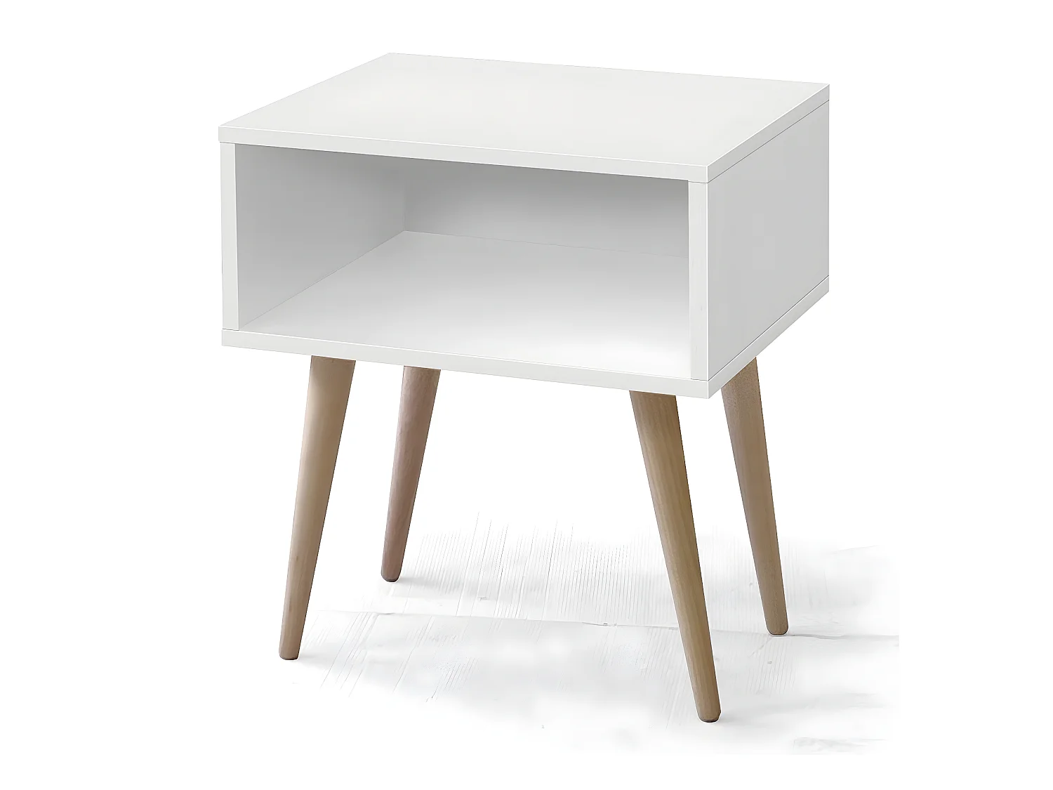 Table de chevet, table de nuit en bois coloris Blanc - L. 43 x P. 35 x H. 50 cm
