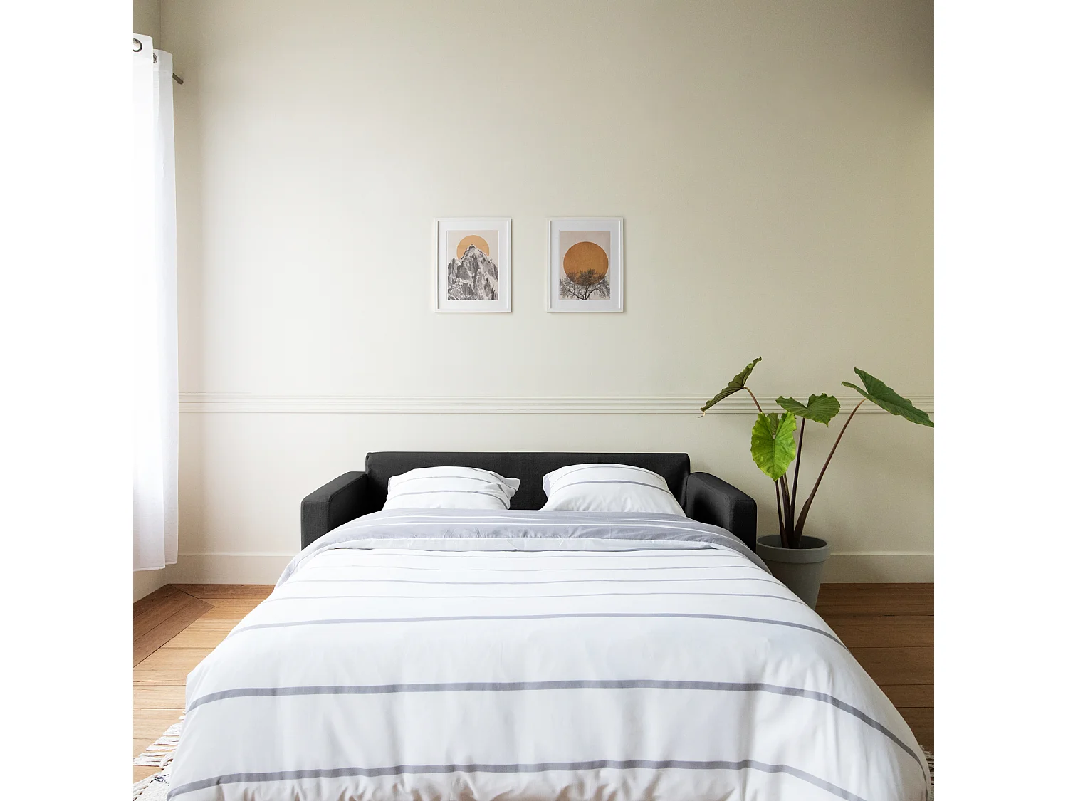 Canapé 3 places convertible gris BASTIEN - HAPPY GARDEN