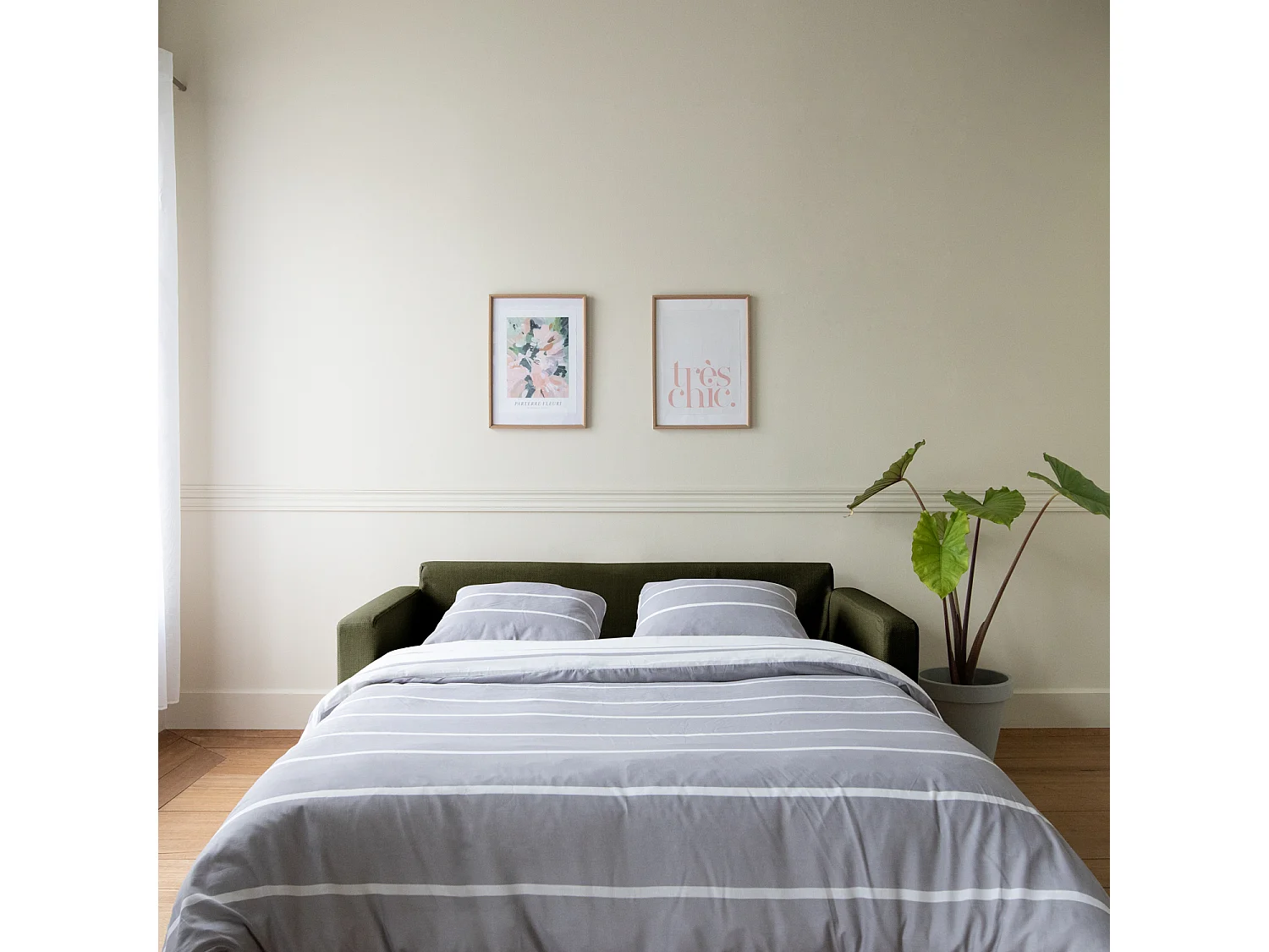 Canapé 3 places convertible vert BASTIEN - HAPPY GARDEN