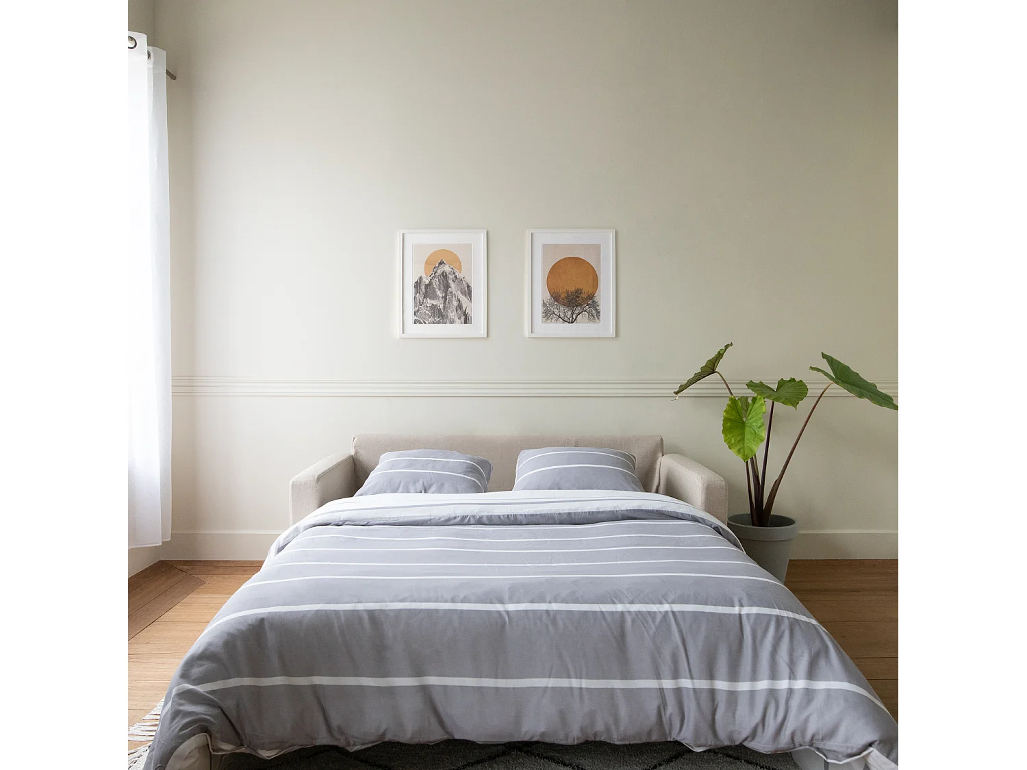 Canapé 3 places convertible beige BASTIEN - HAPPY GARDEN