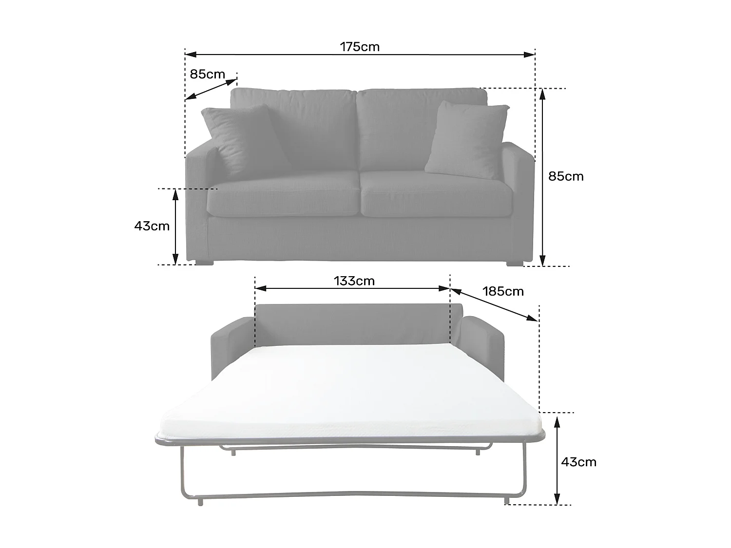 Canapé 3 places convertible beige BASTIEN - HAPPY GARDEN