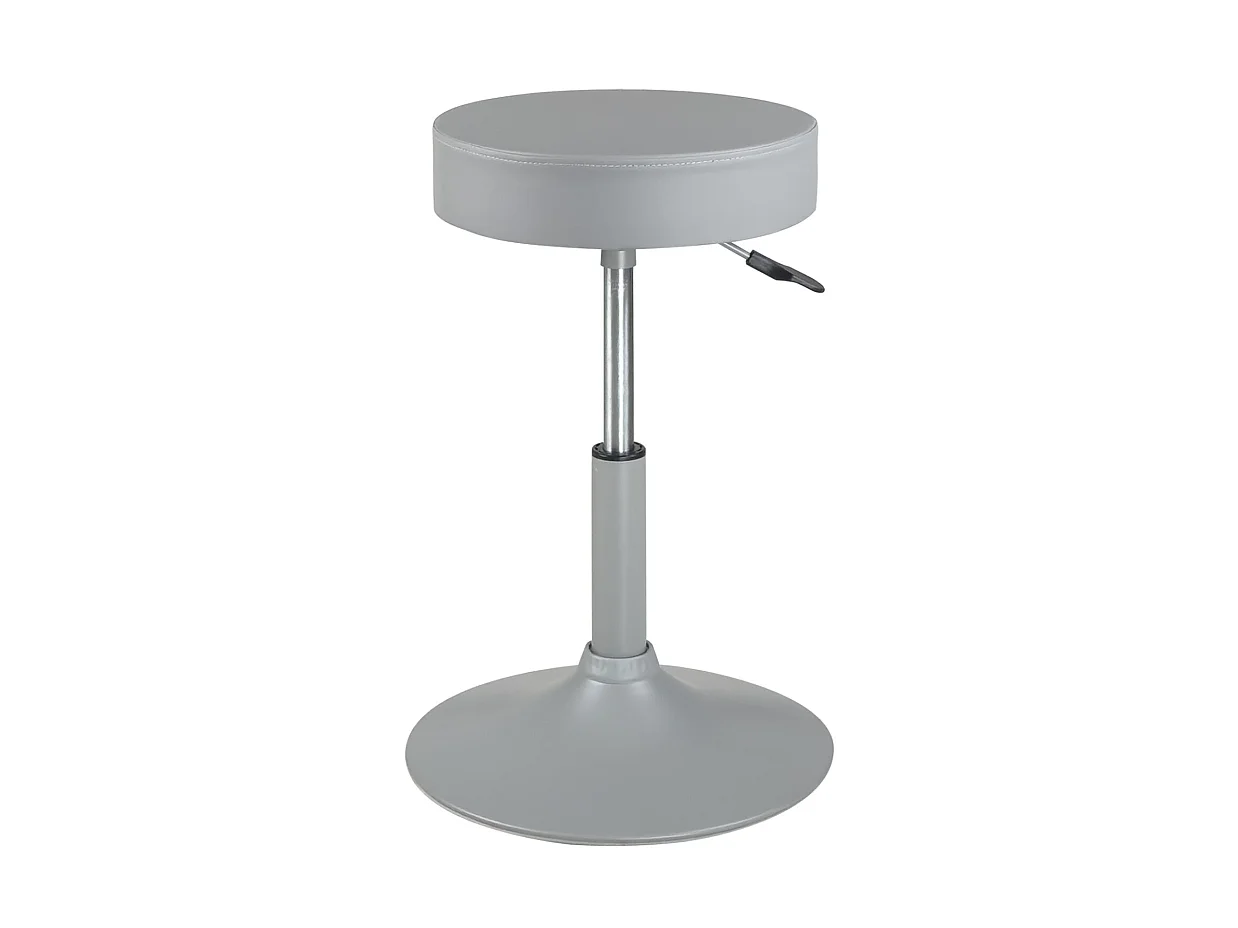 Tabouret de travail simili cuir rembourré moussepivotant hauteur réglable 43 à 57 cm YU (gris)