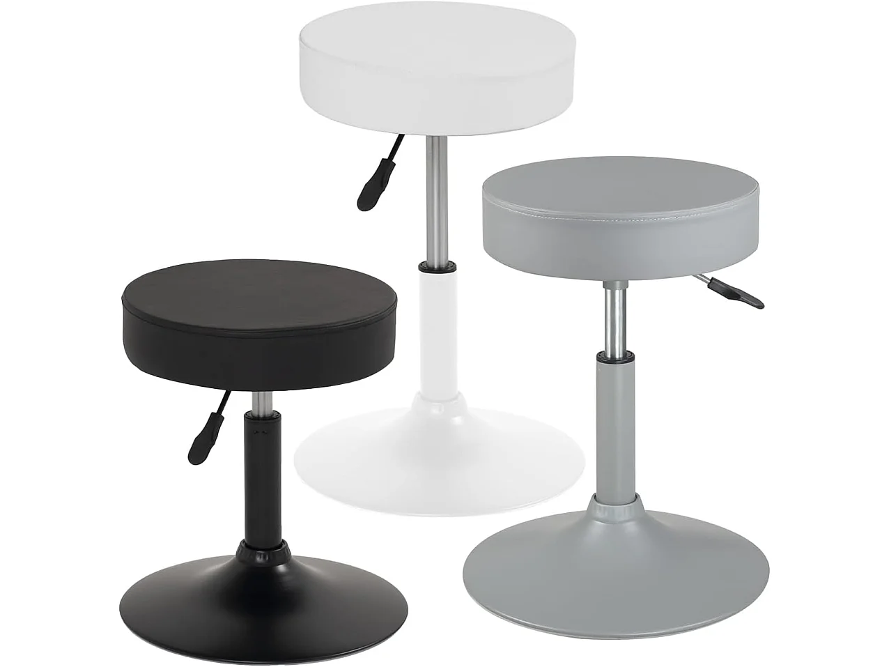 Tabouret de travail simili cuir rembourré moussepivotant hauteur réglable 43 à 57 cm YU (gris)