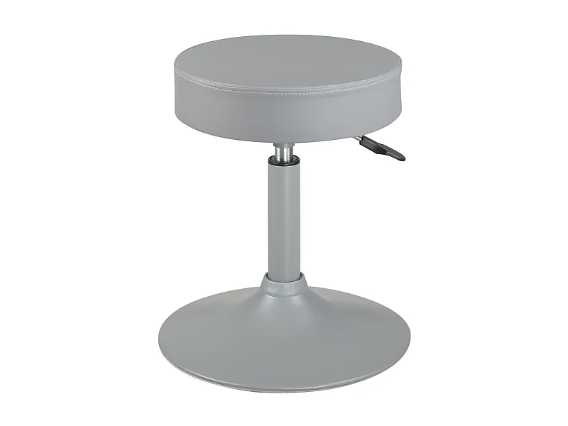 Taburete de trabajo redondo de cuero sintético, acolchado de espuma de alta densidad, giratorio, altura ajustable YU (gris)