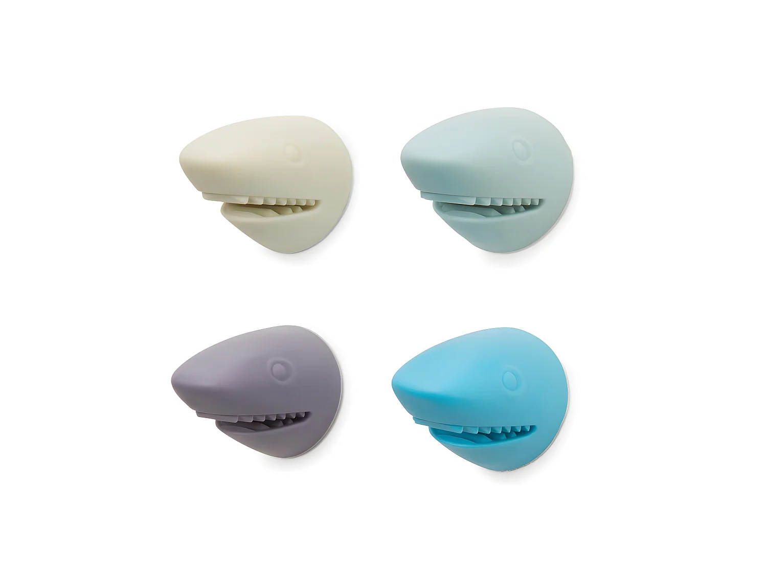 Lot de 4 clips à câble requin Multicolore  Kikkerland