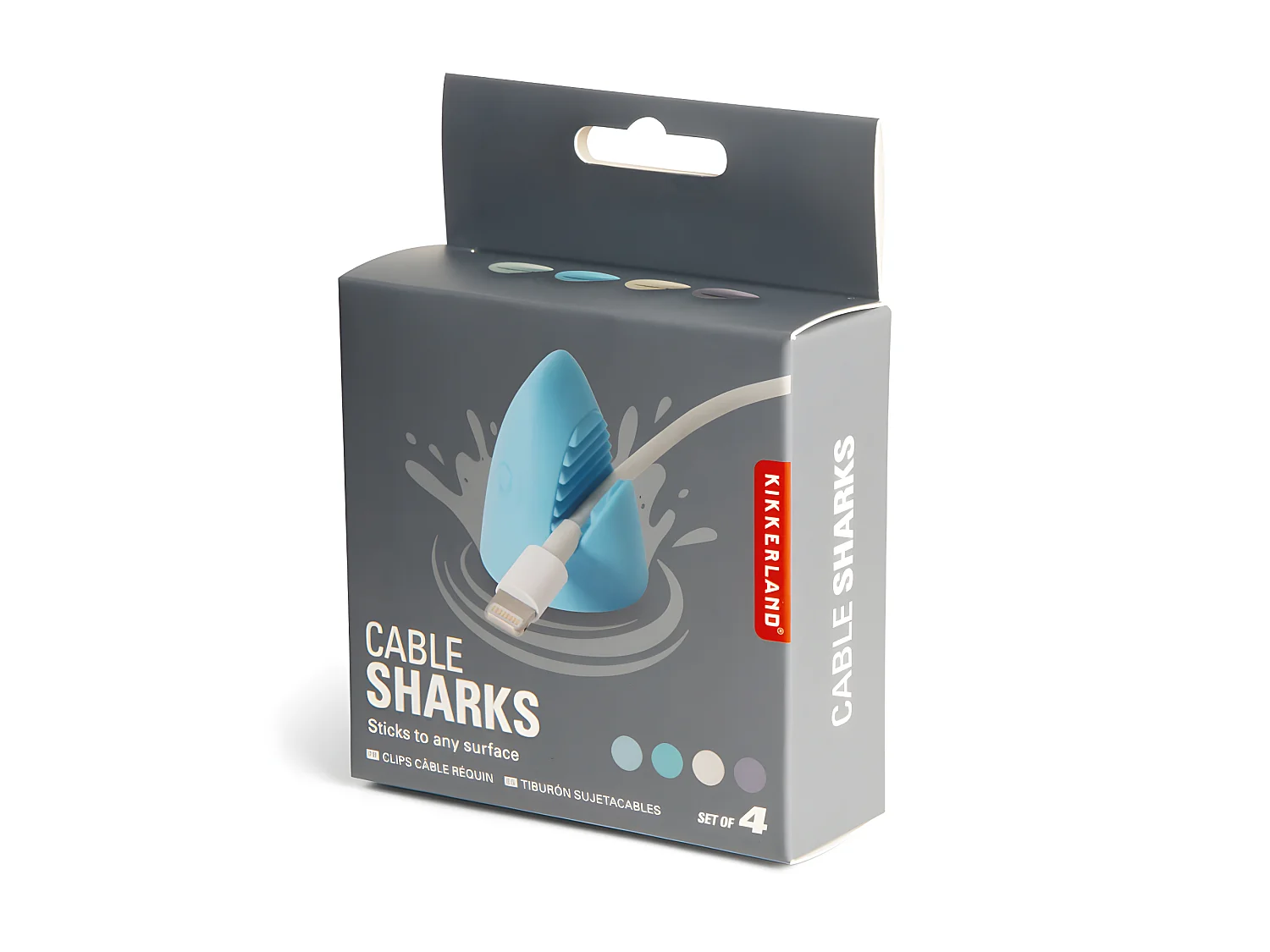 Lot de 4 clips à câble requin Multicolore  Kikkerland