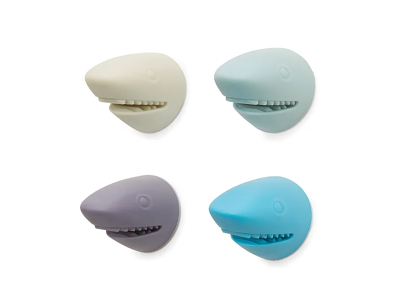 Lot de 4 clips à câble requin Multicolore  Kikkerland