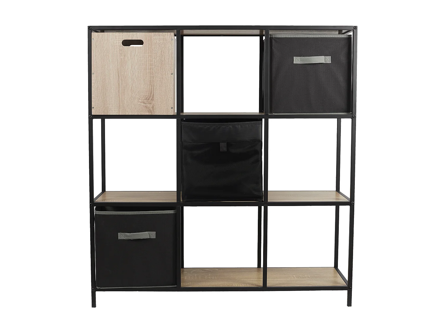 Rangement Modulable 9 Cases Loka Marron, Noir
